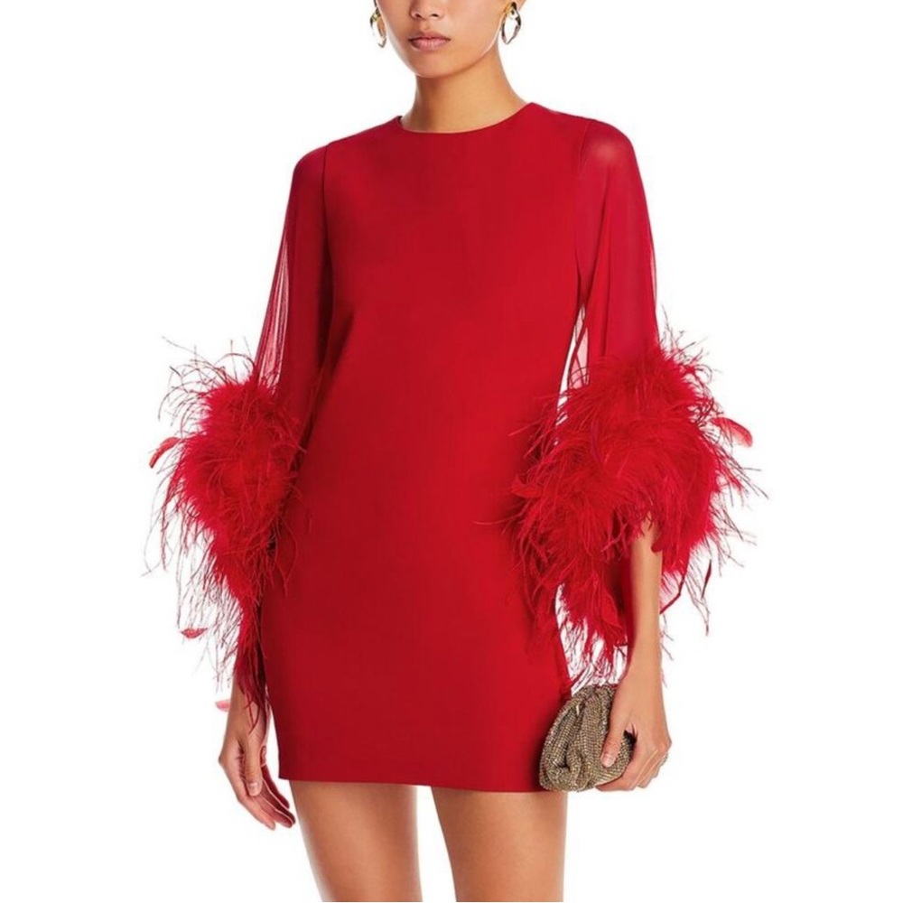 Alice + Olivia Red Sheath Mini Dress with Long Sleeves